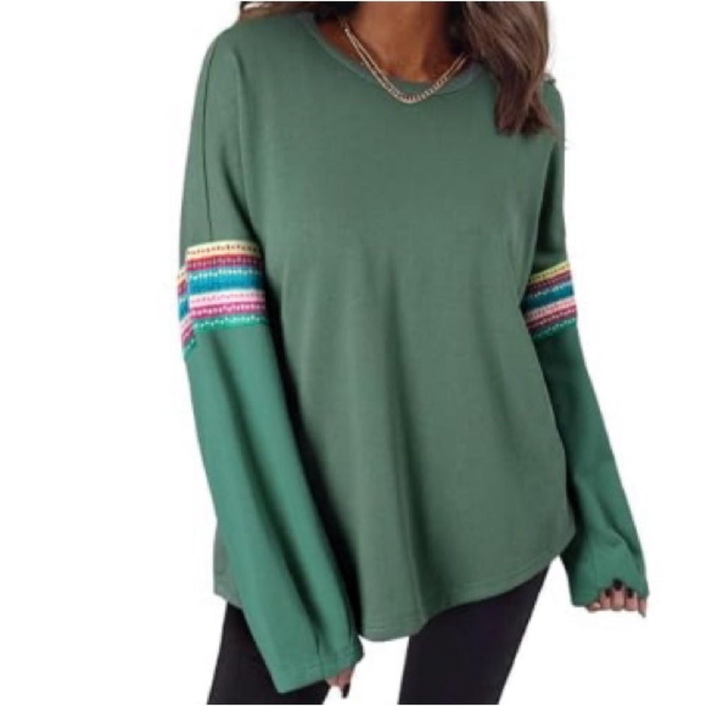 Womens Sweatshirt Casual Crewneck Pullover Sweatshirt Lightweight Color Block